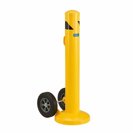 GLOBAL INDUSTRIAL Movable Bollard with Wheels, 42ftftH, Yellow 670768